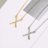 925 Silver Cross Necklace Women X Pendant Choker Chains Fine Jewelry