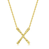 925 Silver Cross Necklace Women X Pendant Choker Chains Fine Jewelry