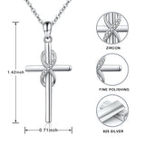 925 Silver Cross Necklace Infinity Love Baptism Pendant Jewelry Women