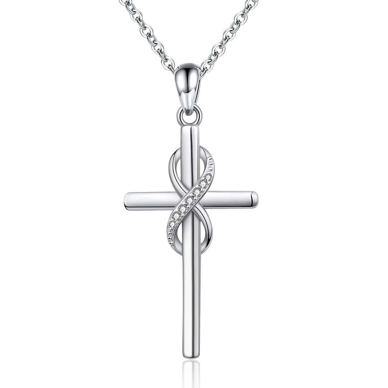 925 Silver Cross Necklace Infinity Love Baptism Pendant Jewelry Women
