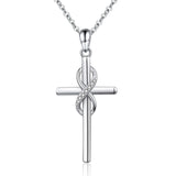 925 Silver Cross Necklace Infinity Love Baptism Pendant Jewelry Women