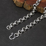 925 Silver Cross O Link Chain Men Women Round Sweater Chain Fish Hook Bracelet