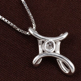 925 Silver Cross Pendant Necklace Clear CZ Jewelry P084