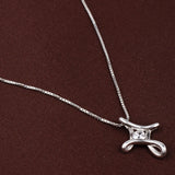 925 Silver Cross Pendant Necklace Clear CZ Jewelry P084