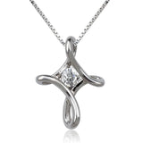 925 Silver Cross Pendant Necklace Clear CZ Jewelry P084