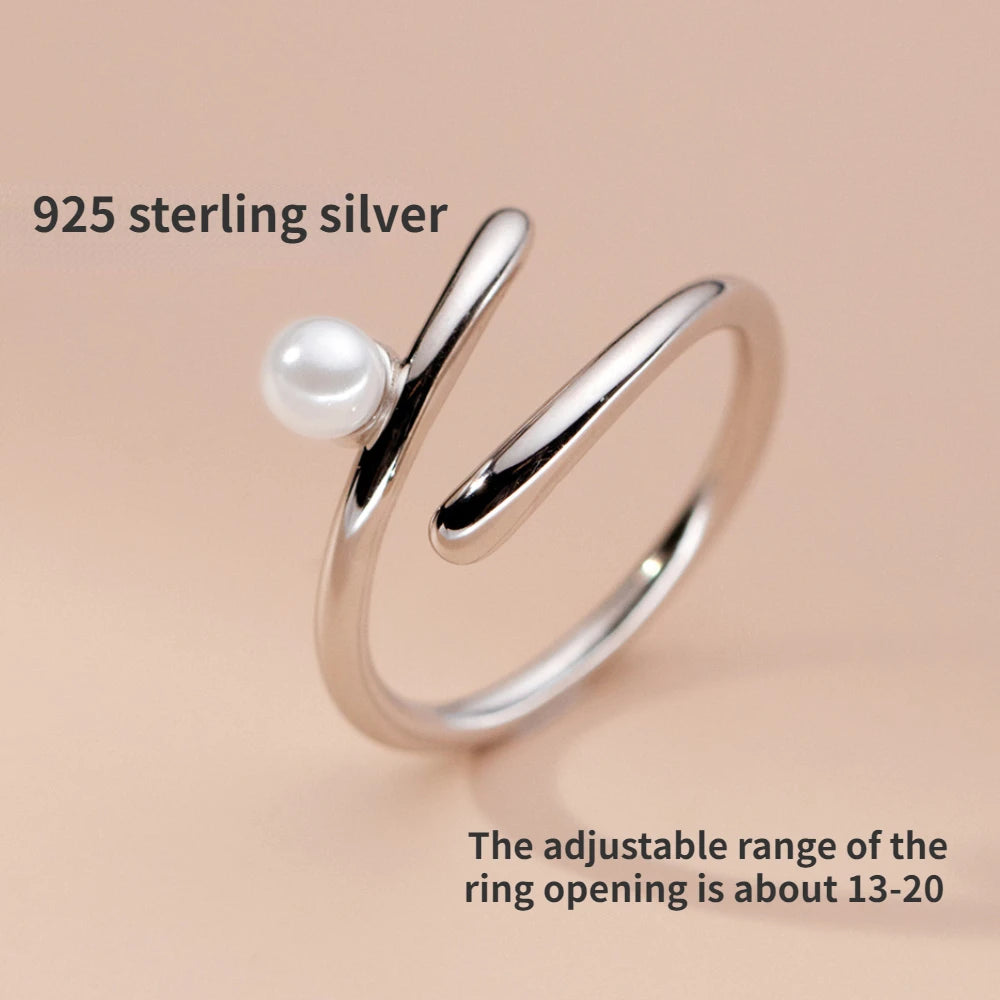 925 Sterling Silver Cross Ring With Pearl Adjustable Size