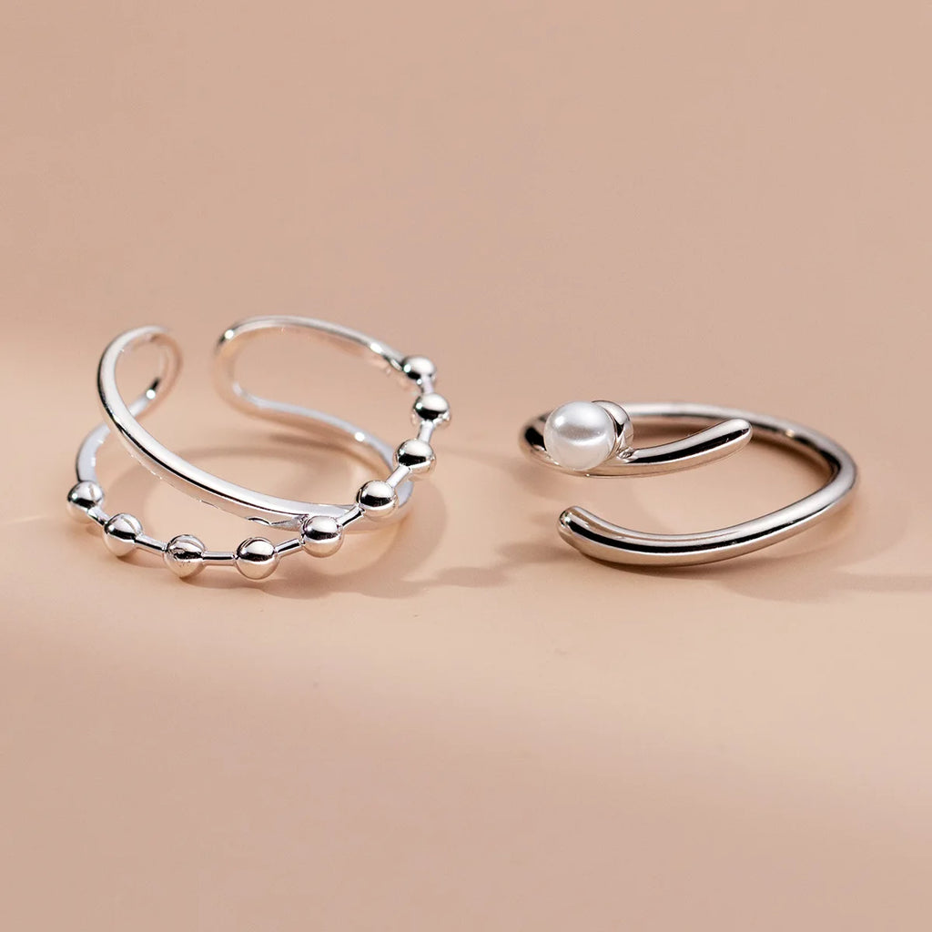 925 Sterling Silver Cross Ring With Pearl Adjustable Size