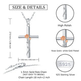 925-Sterling-Silver Cross Rose Flower Necklaces Religious Pendant Jewelry