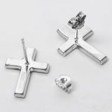 925 Silver Cross Stud Earrings Austrian Crystal Easter Jewelry for Women