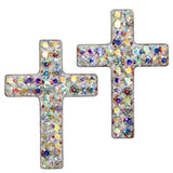 925 Silver Cross Stud Earrings Austrian Crystal Easter Jewelry for Women