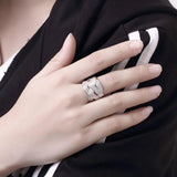 925 Sterling Silver Cross Weave Open Ring Wedding Engagement Charm