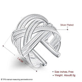925 Sterling Silver Cross Weave Open Ring Wedding Engagement Charm