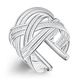 925 Sterling Silver Cross Weave Open Ring Wedding Engagement Charm
