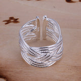 925 Sterling Silver Cross Weave Open Ring Wedding Engagement Charm