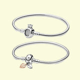 925 Silver Crown O Clasp Snake Chain Bracelet for Women
