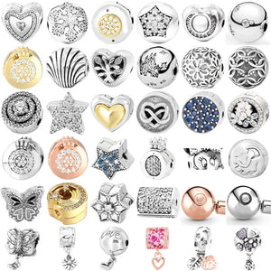 925 Silver Crown Star Snowflake Clasp Charm for Bracelet Bangle