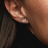 925 Silver Crown Stud Earrings for Women Fine Jewelry