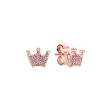 925 Silver Crown Stud Earrings for Women Fine Jewelry