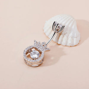925 Silver Zircon Crown Belly Button Ring Dangle Bulk Bar Navel-Piercing Women