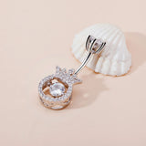925 Silver Zircon Crown Belly Button Ring Dangle Bulk Bar Navel-Piercing Women