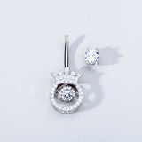 925 Silver Zircon Crown Belly Button Ring Dangle Bulk Bar Navel-Piercing Women