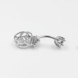 925 Silver Zircon Crown Belly Button Ring Dangle Bulk Bar Navel-Piercing Women
