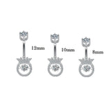 925 Silver Zircon Crown Belly Button Ring Dangle Bulk Bar Navel-Piercing Women