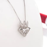 925 Silver Crown Diamond Necklace for Women