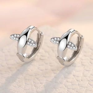 925 Silver Crystal Angel Wings Hoop Earrings for Women
