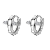 925 Silver Crystal Angel Wings Hoop Earrings for Women