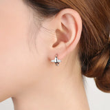 925 Silver Crystal Angel Wings Hoop Earrings for Women