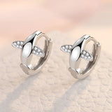 925 Silver Crystal Angel Wings Hoop Earrings for Women