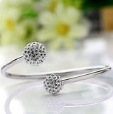 925 Silver Crystal Ball Bangles Cuff Bracelets for Women
