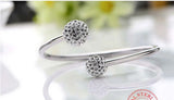 925 Silver Crystal Ball Cuff Bracelet for Women