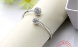 925 Silver Crystal Ball Cuff Bracelet for Women
