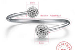 925 Silver Crystal Ball Cuff Bracelet for Women
