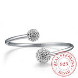 925 Silver Crystal Ball Cuff Bracelet for Women