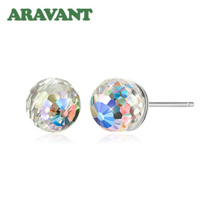 925 Silver Crystal Ball Earrings Wedding Jewelry