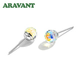925 Silver Crystal Ball Earrings Wedding Jewelry