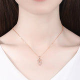 925 Silver Crystal Bear Charm Necklace Choker