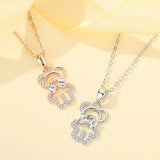 925 Silver Crystal Bear Charm Necklace Choker