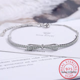 925 Silver Crystal Bowknot Bracelet for Women Wedding Jewelry