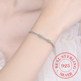 925 Silver Crystal Bow Charm Bracelet for Women Wedding