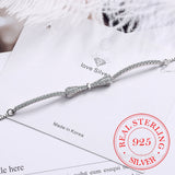 925 Silver Crystal Bow Charm Bracelet for Women Wedding