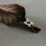 925 Silver Crystal Bow Stud Earrings 14K Plate Wedding Party Jewelry Gift