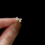 925 Silver Crystal Bow Stud Earrings 14K Plate Wedding Party Jewelry Gift