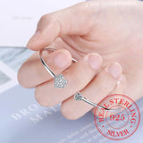 925 Sterling Silver Crystal Charm Bangles For Women Bracelet &Bangle