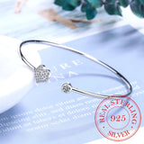 925 Sterling Silver Crystal Charm Bangles For Women Bracelet &Bangle