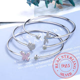 925 Silver Crystal Charm Bangles For Women Bracelet & Bangle