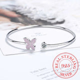 925 Sterling Silver Crystal Charm Bangles For Women Bracelet &Bangle